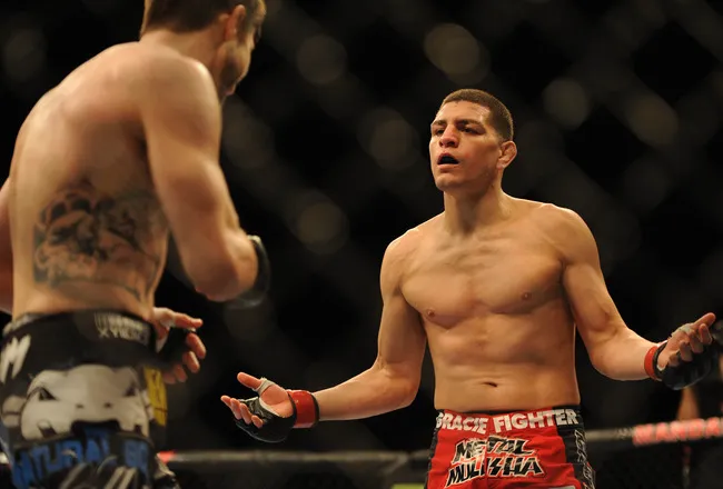 Nick Diaz taunting in the cage