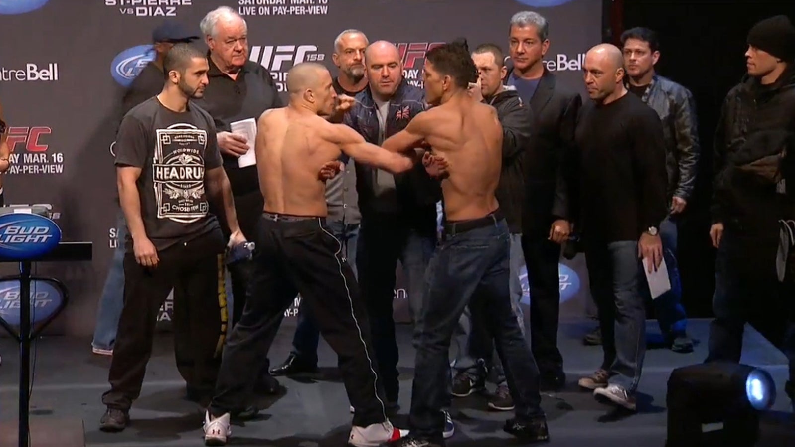 Diaz and St-Pierre face off at the UFC 158 weigh-ins