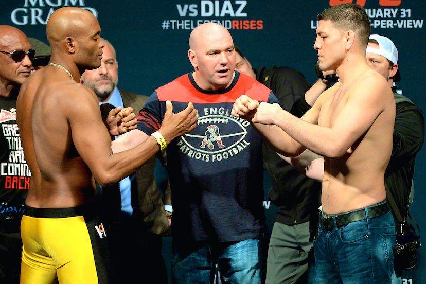 Diaz and Anderson Silva staredown at UFC 183
